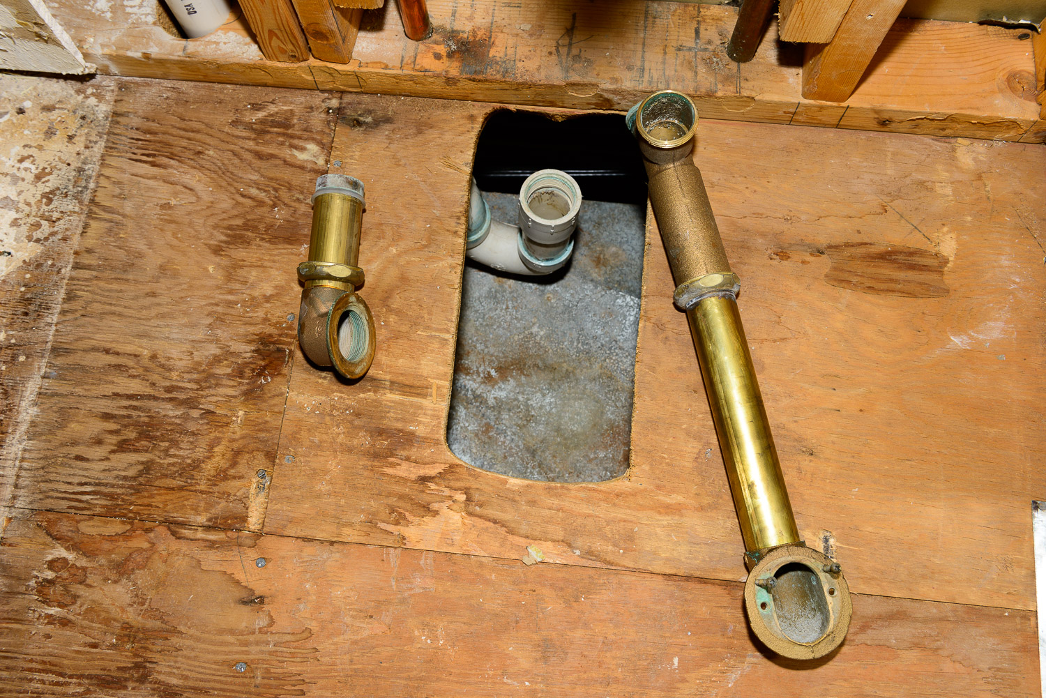 The P trap and the bathtub drain assembly.