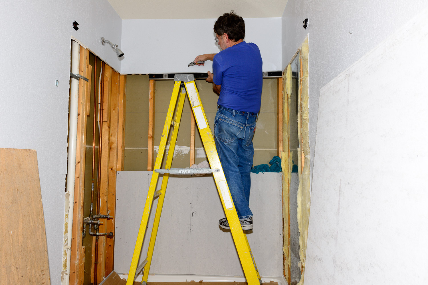 I had to trim the drywall 3' up from the first board